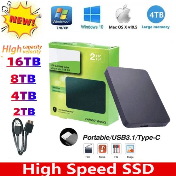 Boxs Disco Duro esterno 1TB Dischi rigidi SSD Discorso rigido esterno 2 TB USB3.0 SSD portatile ad alta velocità 500 GB per laptop PS5 PS4 Notebook