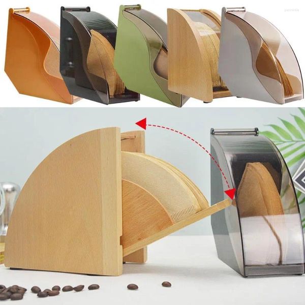 Garranhas de armazenamento Distribuidor de filtro de café Suporte de papel com tampa de plástico Ferramentas multifuncionais de prateleira de barista de cafeteria de alta qualidade
