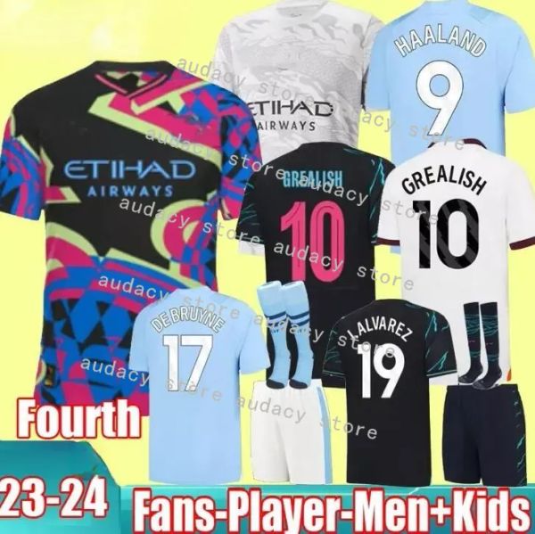 2024 a buon mercato 25 de Bruyne Haaland Maglie da calcio Foden Grealish Mahrez Mans Cities Shirt da calcio Bernardo Phillips Rodrigo 23 24 4th Ytic Nam Man Kids New Year Speciale