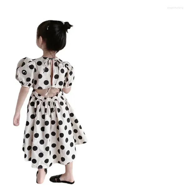 Mädchenkleider Sommermädchen Europäische und amerikanische Stil Polka Dot Tie Taille Prinzessin Kleider2024Baby Kinderkleidung Kleidung