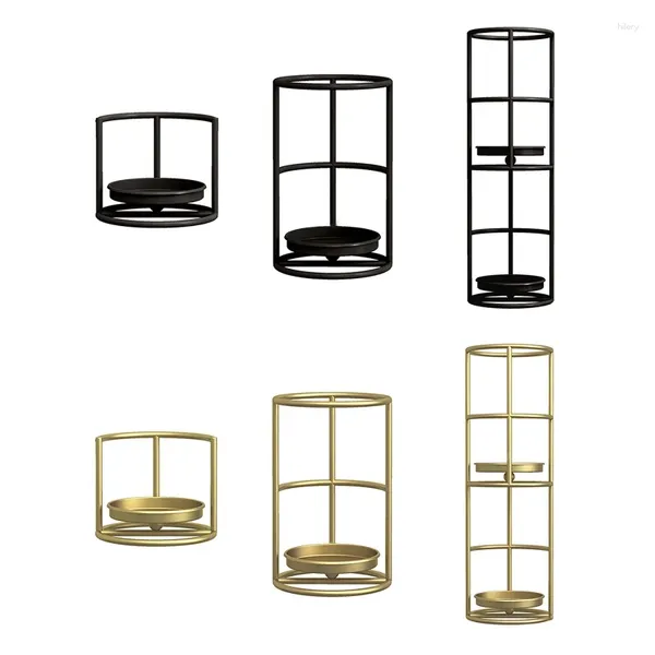 Titulares de vela Nórdicos Estilo de ferro forjado círculo geométrico Sconce Candlestick rack qx2e