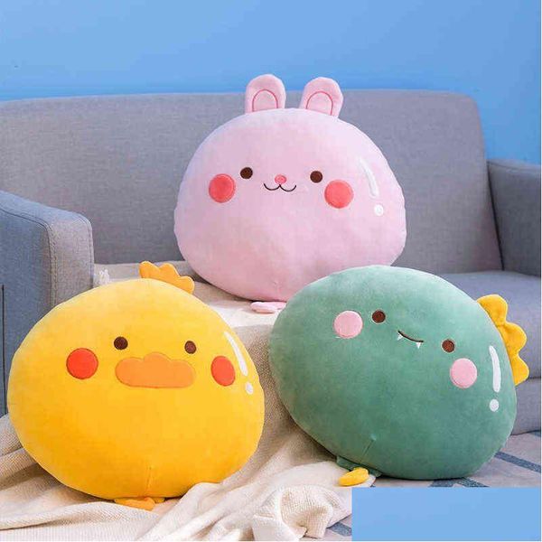 Bonecas de pelúcia desenho animado fofo 40cm Round P Animais Coscões super macios Ck Rabbit Bear Dinosaur Cuddles Ldren Sofá em casa J220729 D DHIGN