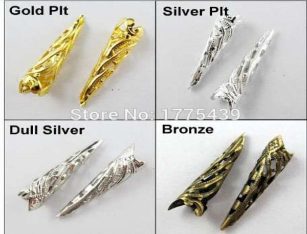 50pcslot bugle filigree de ponta de extremidade longa tampa 9x35mm de bronze prateado dourado silver silver whole3716072