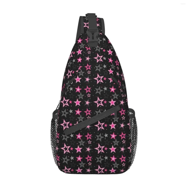 Rucksack Neon Star Sling -Tasche für Frauen Männer Drucken Cross -Body -Umhängetaschen lässige Brustweg Wanderung Outdoor