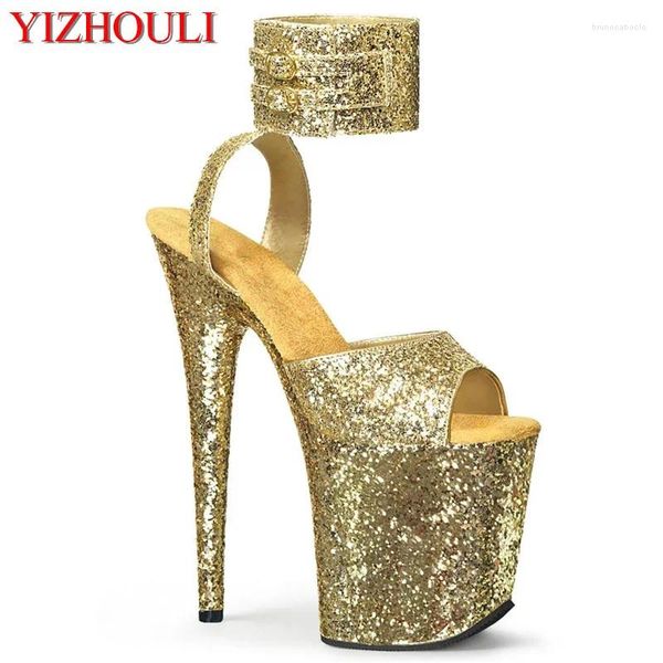 Tanzschuhe 8-Zoll-Sandalen Gold Pailled Sohlen für Partys und Nachtclubs 20 cm hochhackige Models Pole Dancing