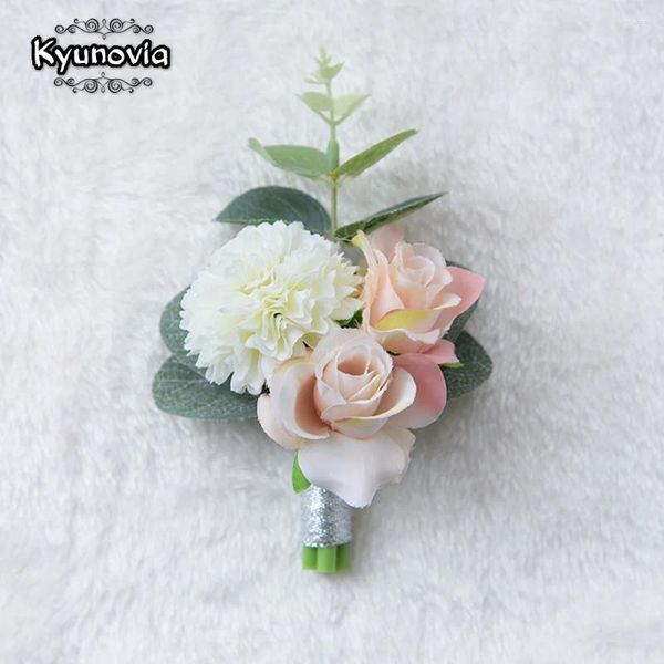 Fiori del matrimonio Kyunovia Prom Boutonniere Flower Spectice Hand Corsage Testimone Groom Bridesmaid Groomsmen Fe40