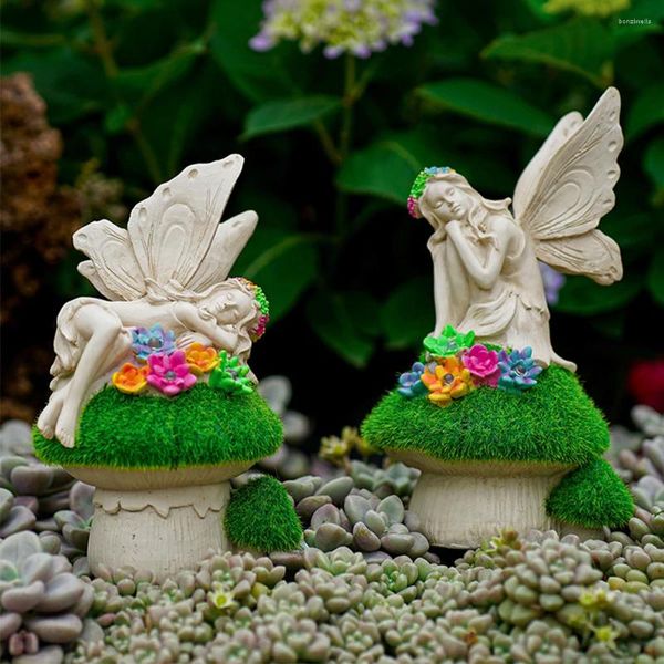 Декоративные фигурки Солнечный пастырский цветочный цветочный декор смоля фигурки светлый европейский стиль Статуя ангела для садового двора
