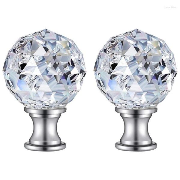 Figurine decorative 2 pcs sfaccettato a sfera di vetro in vetro a sfera a sfera per lampada a base con diamante filettata di diamante piatto di paralume finials