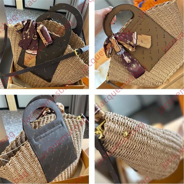 Kadın Dokuma Plaj Tote Torba Tasarımcı Saman Dokuma Çanta Açık Tatil Kılıfları Yüksek Kaliteli Omuz Crossbody Çantalar Debriyaj Cüzdan Hobo Çantası Lady Alışveriş Sepeti