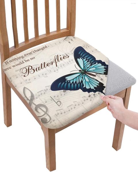 Stuhlabdeckungen Butterfly Retro Musical Note VintaTeat -Kissen Stretch Essabdeckung Slippcover für das Wohnzimmer des El Bankett