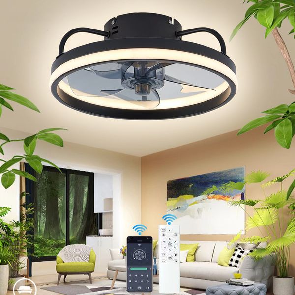 Moderne LED-Deckenventilator mit verstellbarer Zwei-Wege-Klingen-Timer und Fernbedienung Tri-Color Verstellbares Schlafzimmer Wohnzimmer Küche