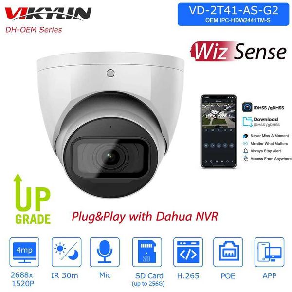 IP-камеры Vikylin Dahua 4MP Wizsense IP-камера OEM OEM от IPC-HDW2441TM-S Starlight встроенный микрофон SD-карты Камеры наблюдения за наблюдением 24413