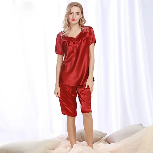 Домашняя одежда сексуальная v-образец спальная пижама для женского коленного нижнего белья.
