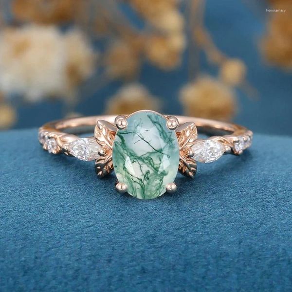 Anelli a grappolo classici 925 sterling in argento naturale in pietra naturale verde berretto anello di agata marquise zircone per le donne gioielli regalo