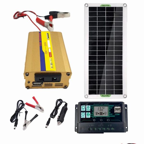 Rüzgar Jeneratörleri 220V Güneş -Powower Sistemi 50W -Panel 500W Inverter 60A Denetleyici Kiti Pil Şarj Cihazı -Bir Damla Teslimat Yenilenebilir DHIQ4