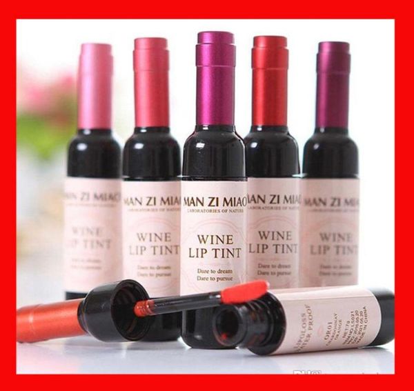6 Farben Rotweinflasche Lippenstift Tattoo gefärbte matte Lippenstift Lipgloss leicht zu tragen wasserdichtes Tint -Tint Liquid1889146