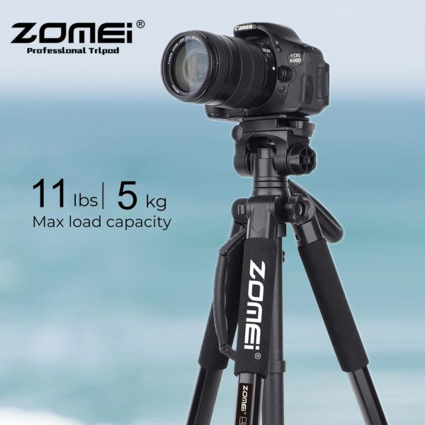 Tripodlar 360 ° döndürülebilir alüminyum taşınabilir tripod, profesyonel DSLR kameramobile telefon, 187cm/73.6in boyunda, 5kg/11lbs'e kadar yük