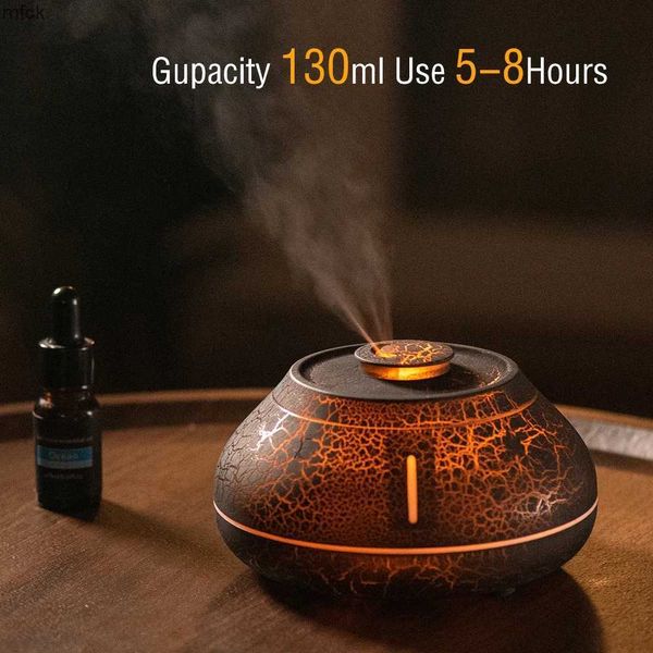 Luftbefeuchter Flamme Luftbefeuchter Mini Vulkan Feuer Lava Aroma Diffusor Öl Ultraschall Kühle Nebel Maker Fogger LED LAMPUSOR DIFUSOR