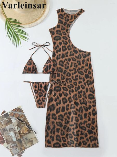 Frauen Badebekleidung XS - L Halter Leopard mit Deck -Bikini -Frauen Frauen Badeanzug Dreie -Stück Set Badeanzug Badeanzug Schwimmanzug v5452