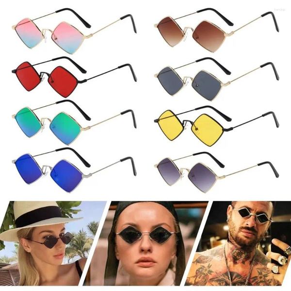 Moda de moda de óculos ao ar livre FILME DE PROTEÇÃO UV Metal Quadrilateral Shades masculino Menor de diamante Os óculos de sol femininos