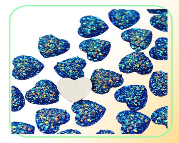 200pcs 12mm glitter ab color core coração resina shinestone cabochon chonzy stone aplique de pedra não corrigida para decoração de bricolage zz506467529