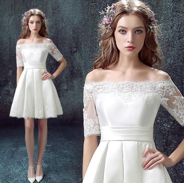 2019 ELEGANTE BATEAU BATEAU Homecoming Dress Applique in pizzo Applique Short Back Laceup Abito da cocktail semplice più abiti da sera di dimensioni 5932988