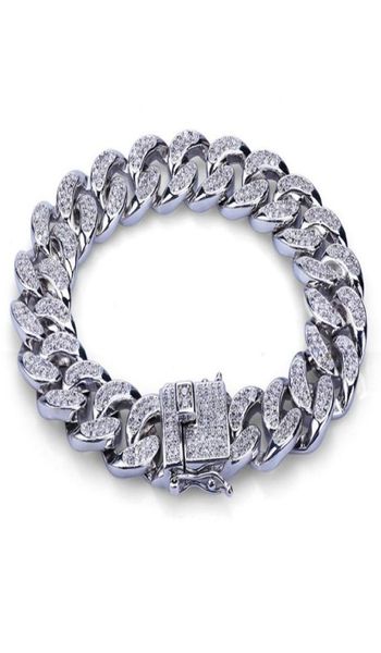 Moda Gold Color Placated Micro Pave Cubic Zircon Bracelet All Iced Out No New Night Club Men Braclets Hip Hop Bracelets6636550