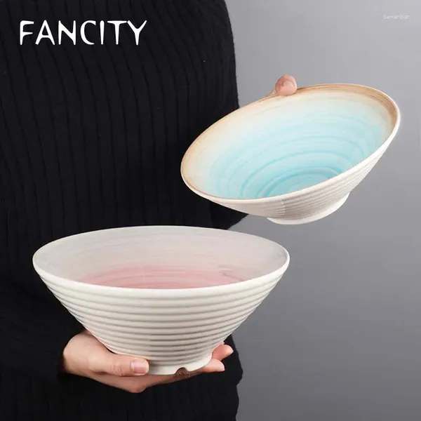 Schalen Brand japanischer Stil Retro Keramik Ramen Bowl Haushalt Hut Großes Suppennudel Reisfrucht