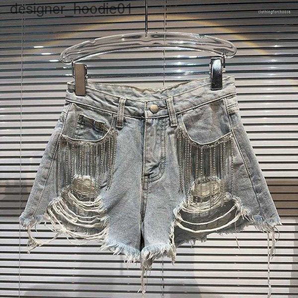 Женские шорты Женские джинсы летние роскошные хрустальные цепочки кисточки с кисточки