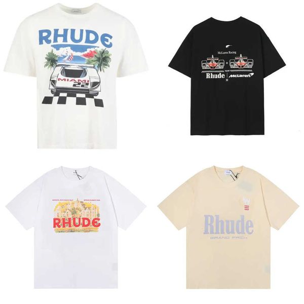 Desinger Rhude Frunt Brind Brand Mens T Roomts Мужчины Женщины высококачественные 100%хлопчатобумажные одежды хип-хоп Tees US Size S-xxl Sho