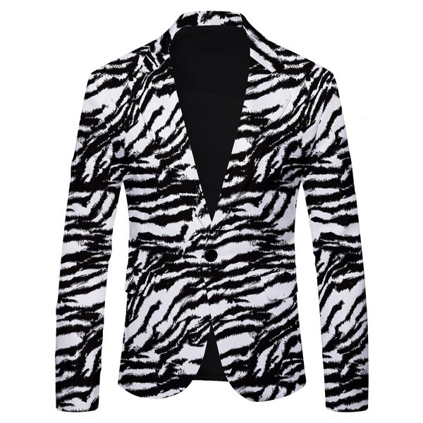 Maschile metallico oro zebra stampato di zebra blazer marchio slim fit singolo abito luccicante blazer blazer da uomo da ballo costume da ballo 210522 210522