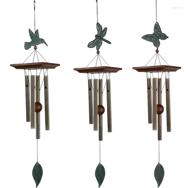Estatuetas decorativas vintage penduradas windchimes campana retângulo de decoração de jardim tune fengshui pássaro borboleta arrastfly