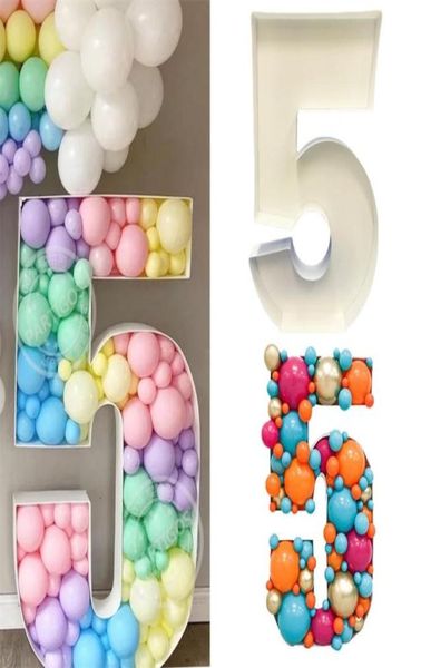 73 cm Gigante em branco Número 1 2 3 4 5 Caixa de enchimento de balão Mosaic Balloons Stand Kids Adults Anniversary Party Decor 2206602432