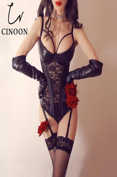 Cinoond 6xl Steampunk Gothic Sexy Leather Corset Top Bustier Women039S Lingerie Body Body Bodyysuit Thp Up Lace Plus Cors884271111111111111111