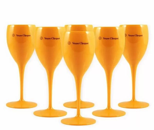 MOET CUPS ACRILICO INDIBILIBILI VINO DI CAMPAGNE SCHEDE 6 pezzi di plastica arancione Flautes Flauti Acrilici Festa Wineglass Moets Chandon 6086140