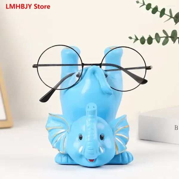 Figurine decorative LMHBJY Creative Lucky Elephant Glasses Shelf Ottica Ottico Display Office Destin Regalo Ornamenti