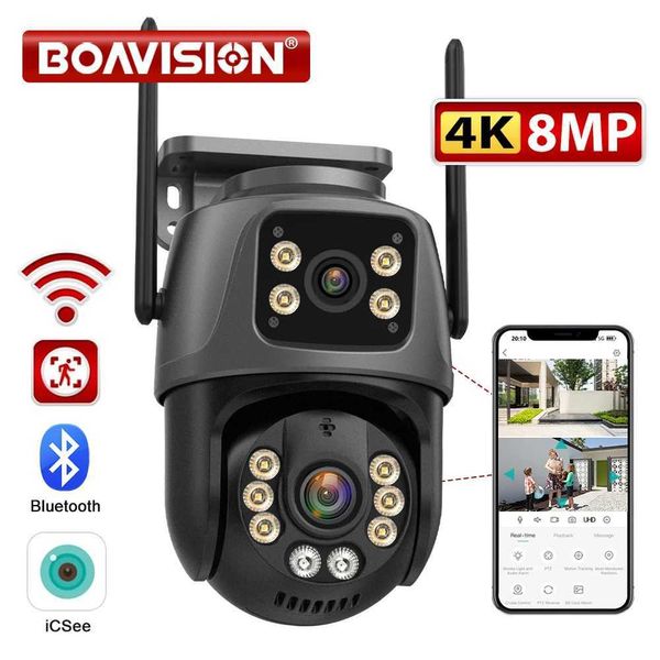 IP -Kameras WiFi -Kamera Outdoor 8MP PTZ Human Detection Color Night Vision Security Protection Dual Lens und Dual Screen Surveillance Camera 24413