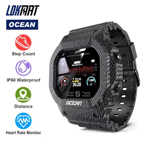 Смотрите, как Lokmat Ocean Smart Watch Men Fitness Tracker Гровяное давление IP68.