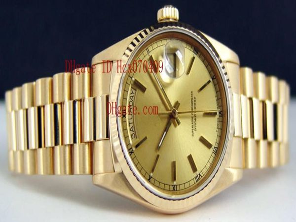 Mit Originalboxpapieren Herren 18K Gold Präsident Champagne Automatic Luxury Mens Watch Wristwatch Mens Uhren8733771