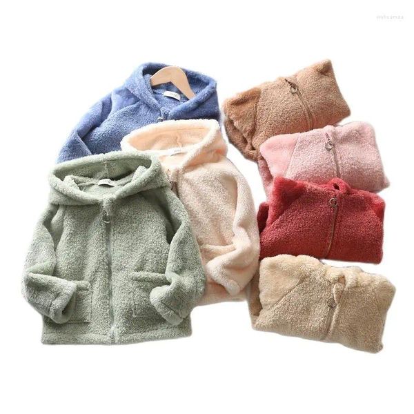 Giacche per bambini piccoli camicia di pile per bambini ragazze autunno inverno bambini con cappuccio con cappuccio in finta pelliccia di abbigliamento abbigliamento abbigliamento cappotti