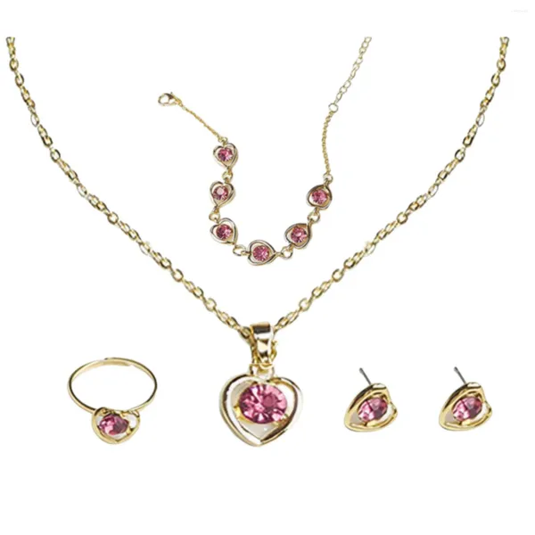 Orecchini di collana set 4 pezzi/set Women Jewelry Love Heart Dichiarazione Bracciale ad anello per feste di matrimonio B99