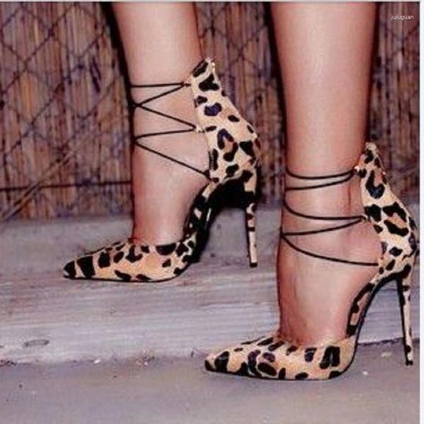 Scarpe eleganti sexy leopardo scamosciata leede signore con tacchi a punta di lotta per alteraci di punta di punta da donna con tacco da filo da sposa