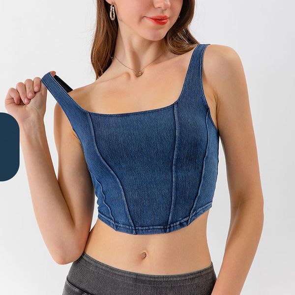 Brandlulu Yoga-Kleidung Frauen Sport Bra Cowboy Yoga Sport Tanp Top Damen U-förmig elastischer schlanker und schöner Rücken DHL kostenloser Versand