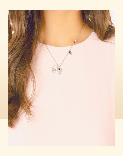 Luxus -Schmuckkette Halskette Hochwertige Legierung Klassische Modedesigner Halskette für Frauen symbolische böse Augen Hamsa Hand Pend4763064