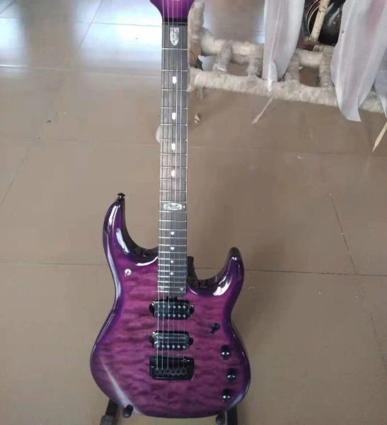 Кабели бесплатная доставка Новая высококачественная пламени Клен пурпурная электрическая гитара белая индивидуальная гитара серая цветная музыкальная гитара мужчина