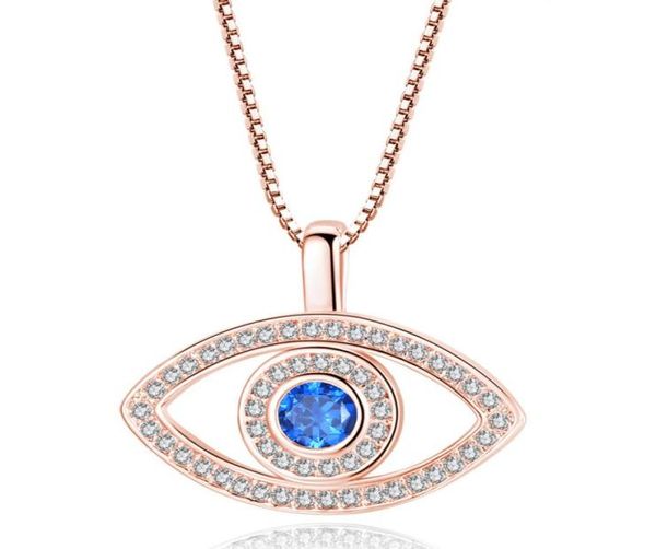 Colar de pingente de pingente de olho azul de luxo de cristal cz colar de clavícula prata jóias de ouro rosa terceiro olho colar de zircão moda birt7794395