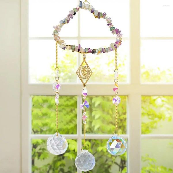 Figuras decorativas Colar de vidro de vidro de vidro de vidro Handmade SunCatcher Wind Chime Pinging for Home Garden Janela Vibrante Cores bonitas