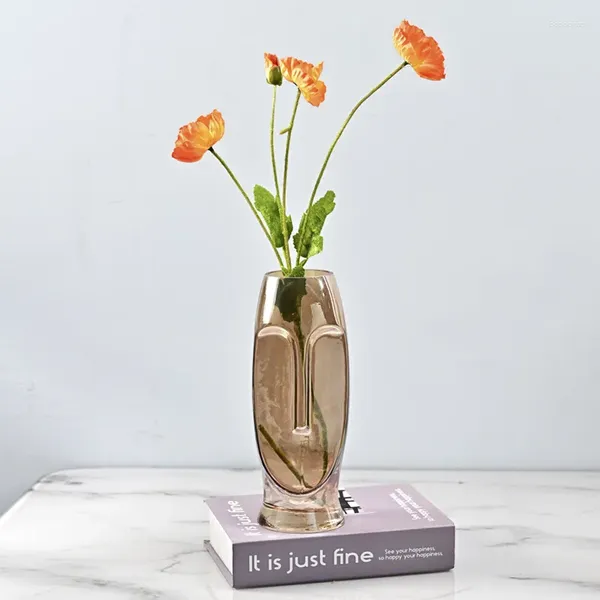 Vasen moderne einfache Wohnzimmer Office Ausstellung Hall Dekoration Fashion Design Face Art Glass Vase Basteln