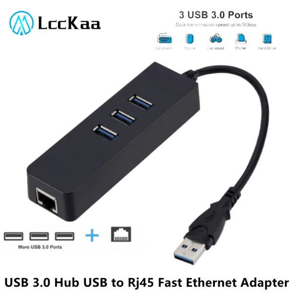 Hubs USB 3.0 Adapter Ethernet Adattatore 3 Porta USB 3.0 Hub con Adattatore Ethernet Fast Ethernet 10/100 per accessori per computer laptop MacBook