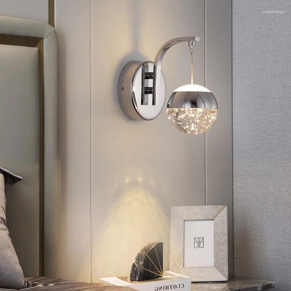 Wandlampen helle nordische Lampe einfache Kristallblasenleuchte leichte LED -Leitungen für häusliche Wohnzimmer Schlafzimmer Dekorative